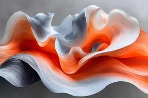 Abstract Wave Forms in Orange and Grey - Dynamic Flowing Texture photo