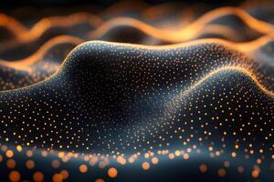 Abstract Digital Wave of Glowing Particles - Futuristic Technology Background for Design photo