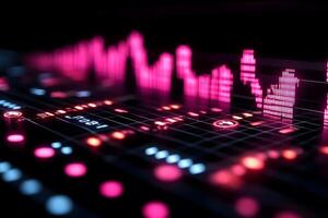 Abstract Financial Data Visualization with Pink Digital Graphs for Business Analysis photo