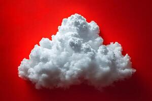 Fluffy White Cloud on Bold Red Background - Conceptual Design for Artistic Expression photo