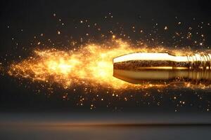 Golden Bullet in Motion with Fiery Sparks for Dynamic Creative Design photo