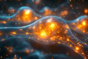 Glowing Neural Network Concept with Synapse Connections in Scientific Visualization photo