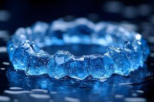 Abstract Ice Sculpture Art with Blue Circular Design for Creative Projects photo