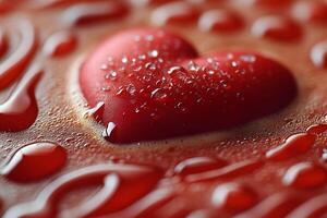 Heart Symbol with Water Droplets - Romantic Concept for Valentine's Day Design photo