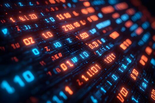 Digital Data Stream Futuristic Binary Code in Motion for Technology Design photo