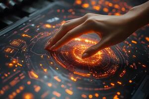 Futuristic Interaction with Holographic Technology Interface for Sci-Fi Design photo