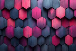 Modern Abstract 3D Hexagonal Pattern in Red and Blue Tones for Interior Design photo