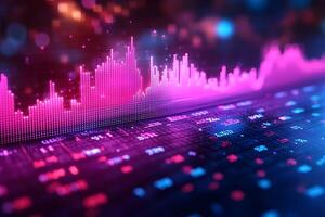 Futuristic Digital Data Visualization with Glowing Graphs for Financial Analysis photo