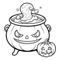 Bewitching Cauldron Simmering with Magical Elixir and Pumpkins vector