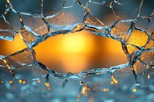 Abstract Shattered Glass with Warm Light in the Background - Creative Design for Print and Digital Use photo