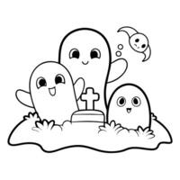 Ethereal Ghostly Apparitions Float eerily amidst a Spooky Graveyard vector