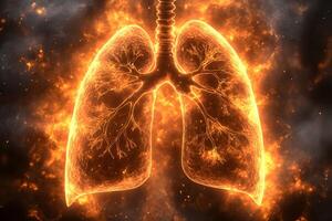 Fiery Lung Health Concept Illustration for Medical Use and Print Design photo