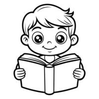 Diligent Children Engaged in Reading at a Tranquil Library vector