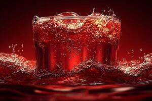 Refreshing Fizzy Red Soda Splash for Beverage Design and Advertising photo