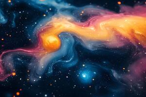 Cosmic Nebula Swirls with Vivid Colors in Deep Space Fantasy Art photo
