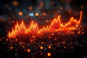 Dynamic Financial Data Visualization with Fluctuating Graph in Warm Tones photo