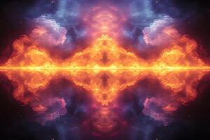 Cosmic Nebula Reflection Vibrant Symmetrical Space Art for Science Fiction Design photo