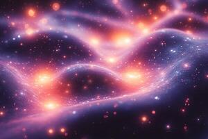 Mystical Cosmic Waves and Glowing Particles for Sci-Fi Design and Digital Art photo
