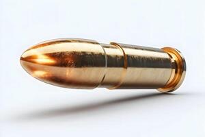 Golden Bullet Isolated on White Background for Conceptual Design and Art Projects photo