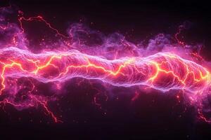 Dynamic Electric Energy Burst with Vibrant Lightning in Dark Space - Ideal for Science and Futuristic Design photo