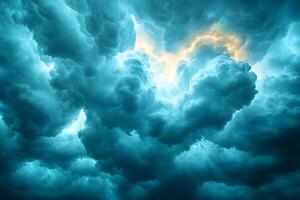 Dramatic Thunderstorm Clouds Illuminated by Sunlight for Weather and Nature Design photo