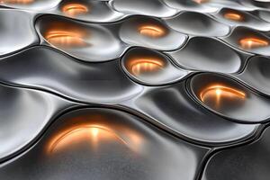 Futuristic Metallic Surface with Glowing Abstract Patterns for Modern Design photo
