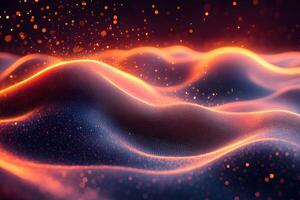 Abstract Glowing Waveforms with Sparkling Particles in Vibrant Colors for Digital Art Design photo