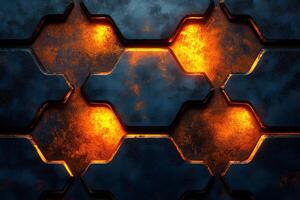 Futuristic Hexagonal Pattern with Glowing Elements for Tech Design photo