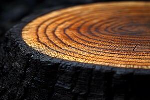 Close-Up of Tree Ring Patterns Showcasing Growth and Natural Texture for Nature Art and Design photo