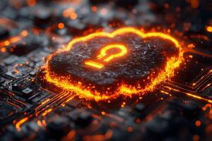 Glowing Cloud Computing Security Concept with Circuit Board Background photo