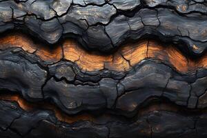 Charred Wood Texture with Vibrant Patterns for Graphic Design and Art photo