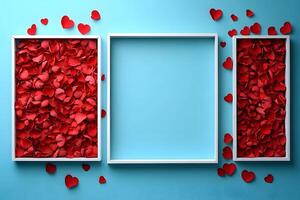 Romantic Valentine's Day Heart-Petal Frame Design for Posters and Cards photo