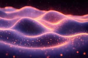 Abstract Neon Waves with Glowing Particles for Modern Design and Digital Art Projects photo