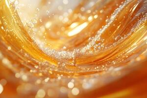 Dynamic Swirl of Sparkling Amber Liquid - Abstract Art for Creative Design photo