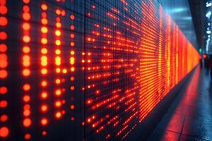 Glowing Digital Data Display in Futuristic Urban Setting for Technology and Innovation Concepts photo