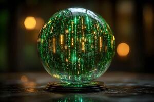 Futuristic Technology Concept with Digital Code Sphere for Sci-Fi Design and Innovation photo
