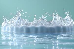 Water Splash with Ripples Against Aqua Background for Refreshing Design Concepts photo
