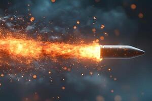Fiery Bullet in Motion with Dynamic Particle Trail for Action Design photo