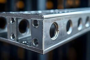 Industrial Metal Beam with Holes for Construction Projects and Engineering photo
