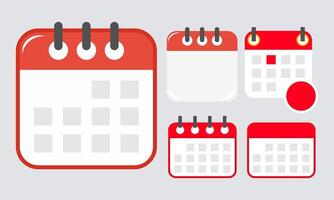Set of Red Calendar Icons with Various Styles and Layouts vector