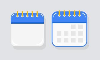 Two Blue Calendar Icons with Spiral Binding and Blank Pages vector