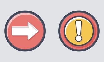 Arrow Right and Warning Icons with Checkbox and Circular Frame vector