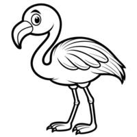 Cartoon Outline of a Flamingo for Kids to Color vector