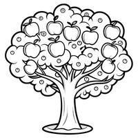 Easy Apple Tree Coloring Page for Kids to Practice their Drawing Skills vector