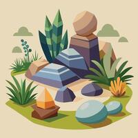 Modern Abstract Decor Stone Rocks in an Assortment of Shapes and Colors vector