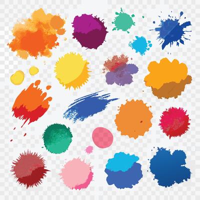 Vibrant Collection of Artistic Watercolor Brush Strokes and Splatter Effects