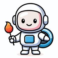 Delightful Astronaut Enjoying a Toasty Marshmallow Adventure in Space vector