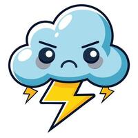 Cartoon of a Stormy Cloud Sparking with Thunder and Anger vector