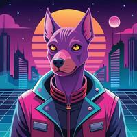 Futuristic Pink Neon Illustration with Abstract Patterns and Shapes vector
