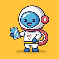 Astronaut s Stellar Navigation Phone Maps the Way in the Vastness of Space vector